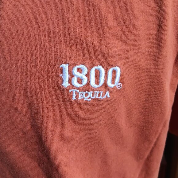 Vintage T-shirt Large 1990's 1800 Tequila Rust Orange Embroidered Logo Cotton - Picture 3 of 5